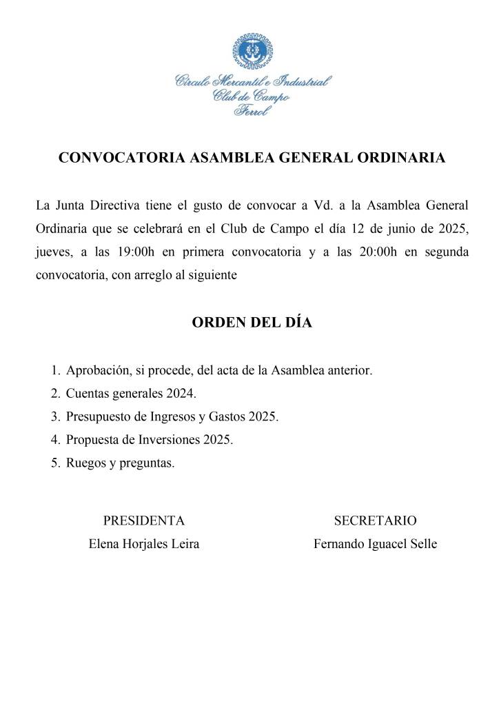CONVOCATORIA ASAMBLEA 25